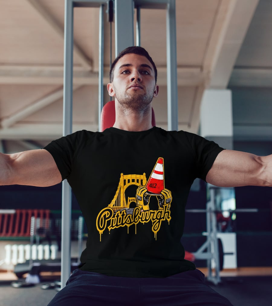 Pittsburgh 412 Construction Cone Bridge T-Shirt