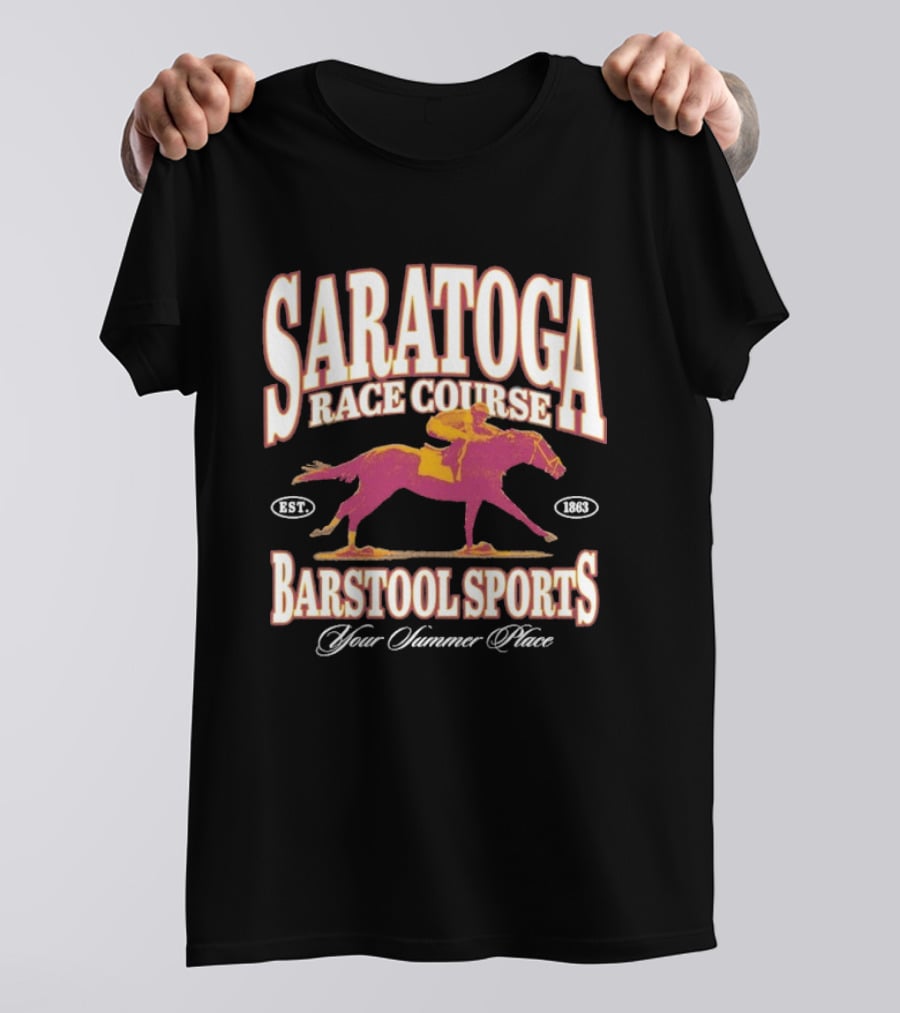 Saratoga Race Course Barstool Sports Your Summer Place Horse Racing T-Shirt