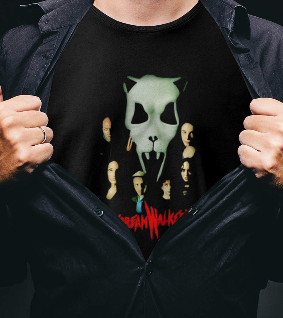Screamwalkers Movie Cast Ensemble With Giant Mask Horror Faces T-Shirt