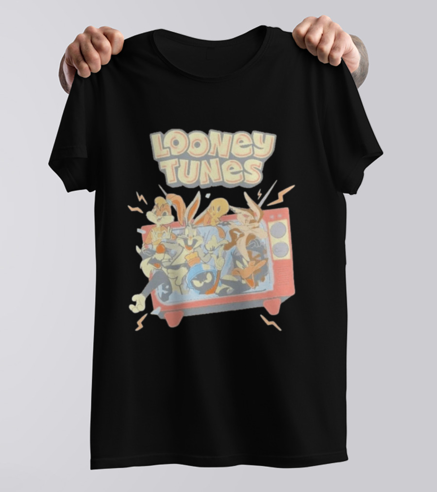 Wbs Shop Looney Tunes Characters In A Retro TV Display T-Shirt