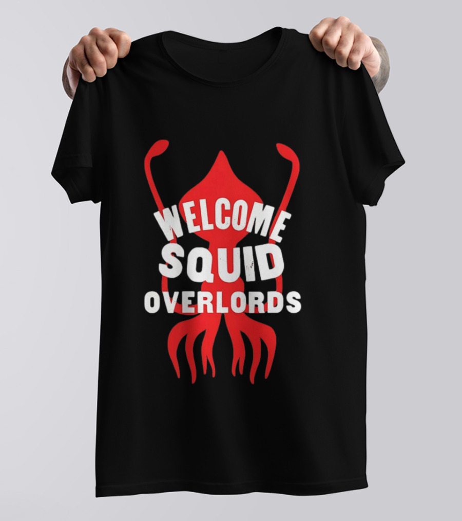 Welcome Squid Overlords Red Kraken Marine Life Ocean Biology T-Shirt
