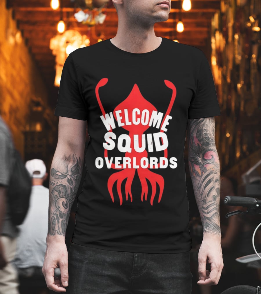 Welcome Squid Overlords Red Kraken Marine Life Ocean Biology T-Shirt