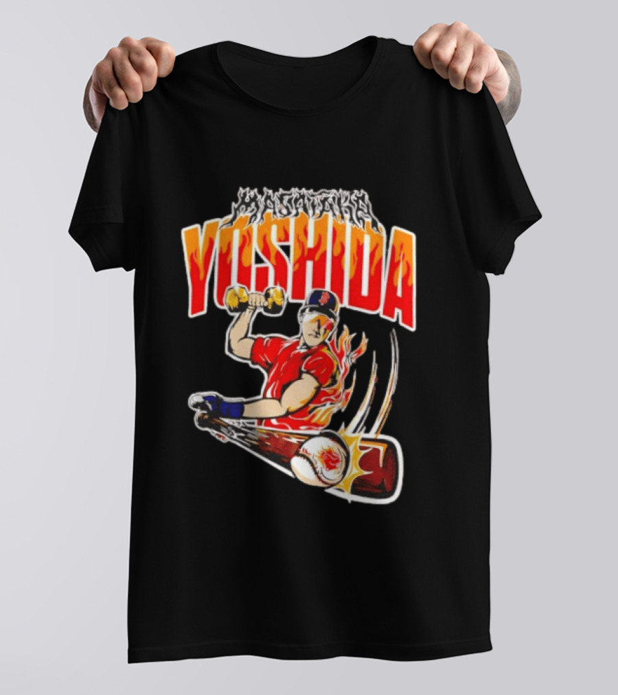 Masataka Yoshida Boston Red Sox MLB Flame Baseball T-Shirt