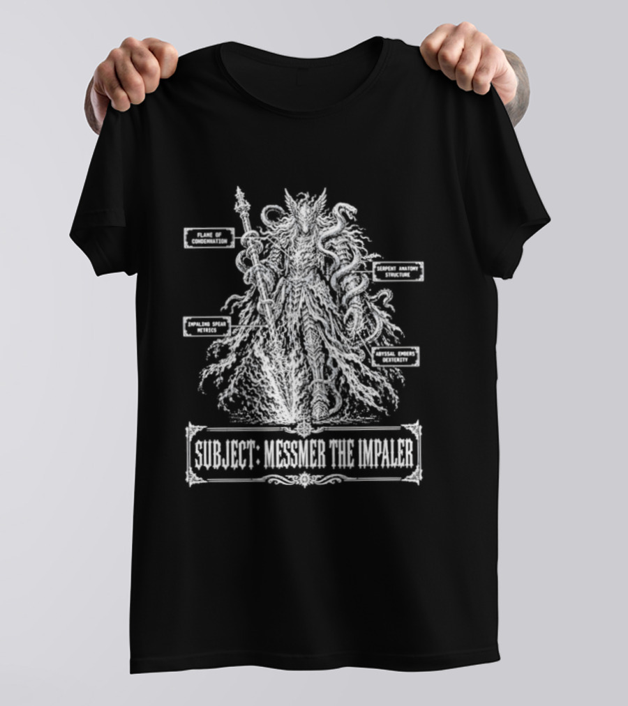 Messmer The Impaler Anatomy Chart Villain Master Of The World T-Shirt