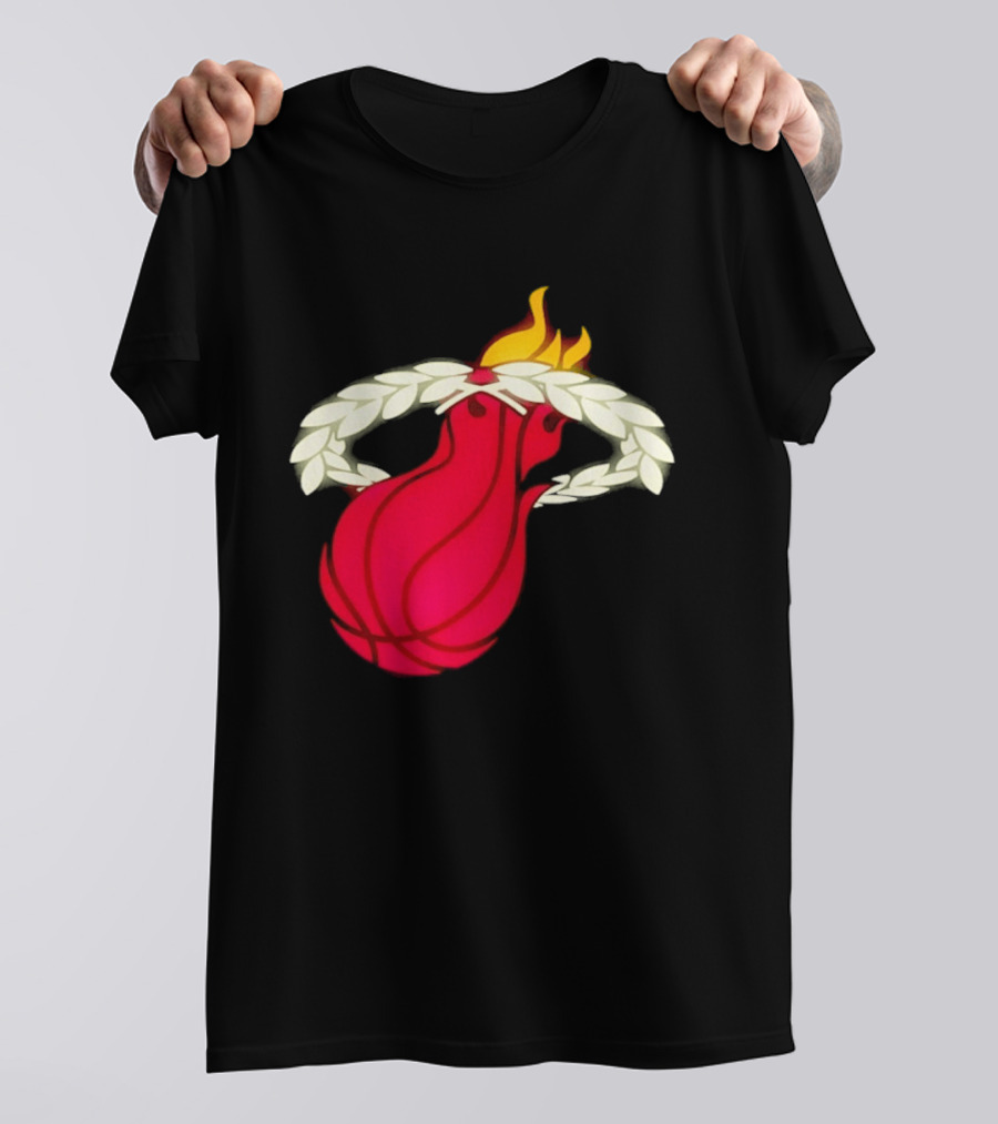 Miami Heat Flaming Basketball Wreath NBA T-Shirt