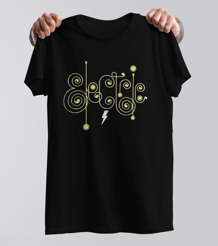 Boris And The Heavy Rocks Electric Swirl Yellow Sunburst Lightning T-Shirt