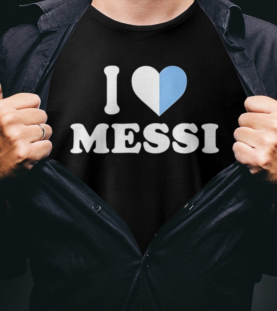 I Love Messi Argentina Flag Heart T-Shirt