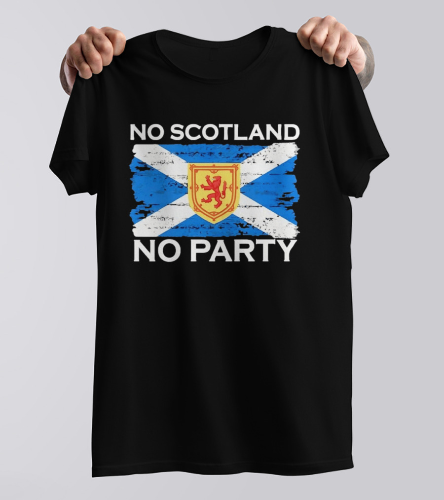 No Scotland No Party Flag With Scottish Lion Rampant T-Shirt