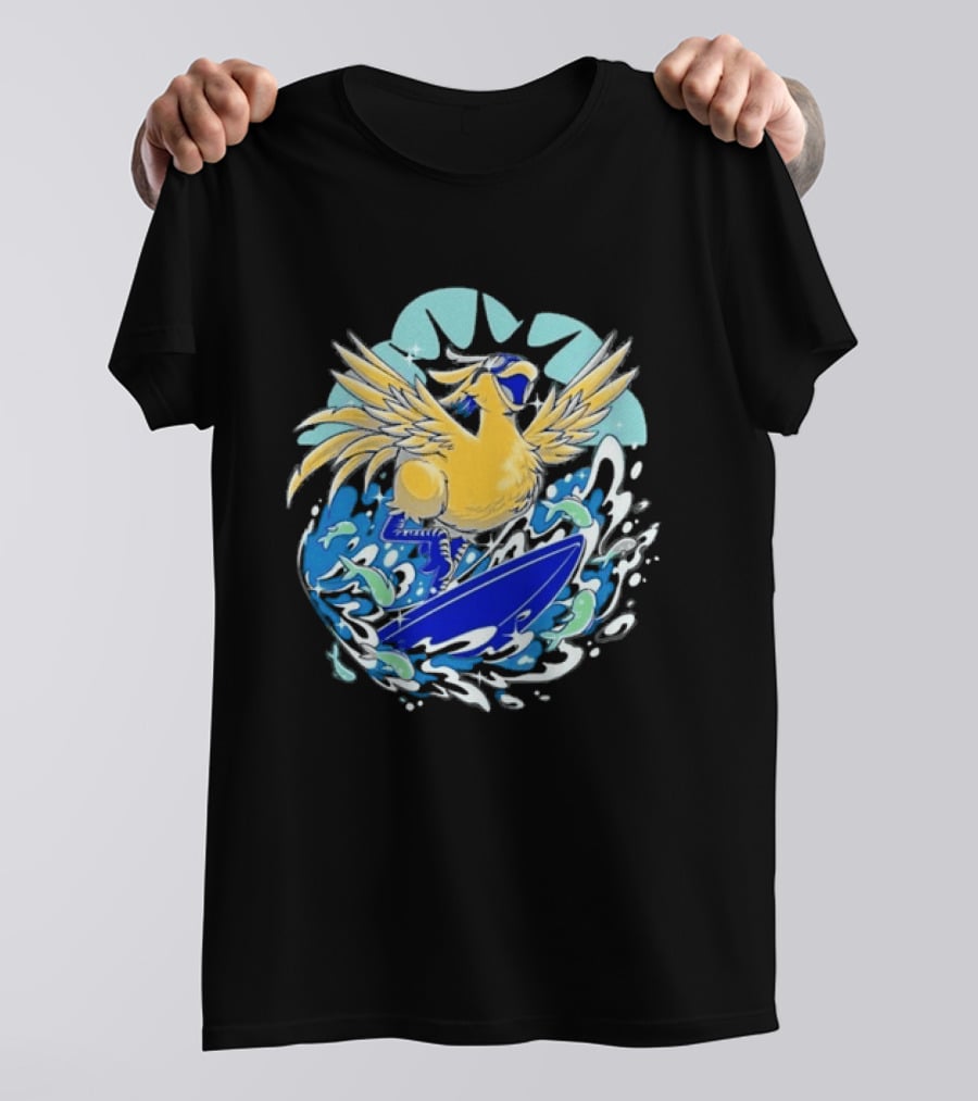 Pop Culture Wizard Surfing Yellow Bird T-Shirt