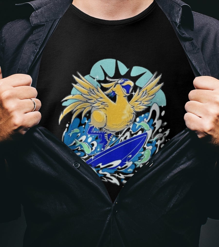Pop Culture Wizard Surfing Yellow Bird T-Shirt