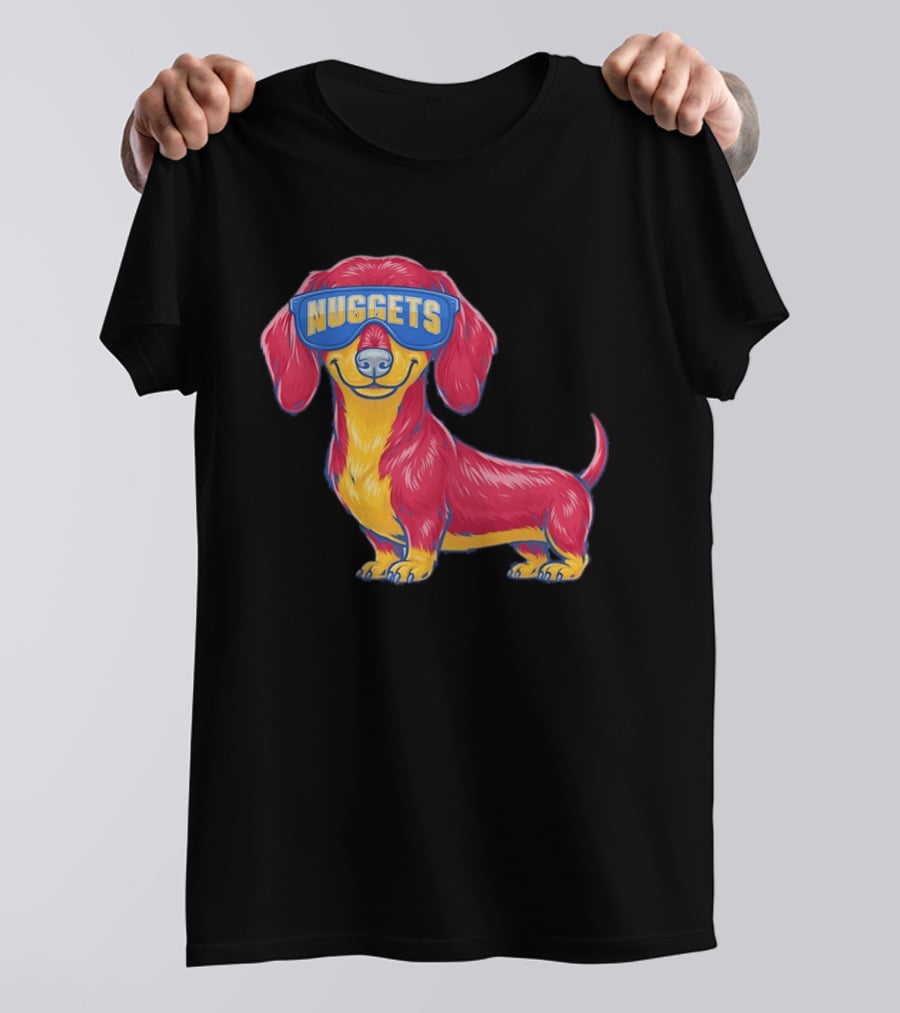 Denver Nuggets Dachshund Dog Wearing Oversized Glasses T-Shirt