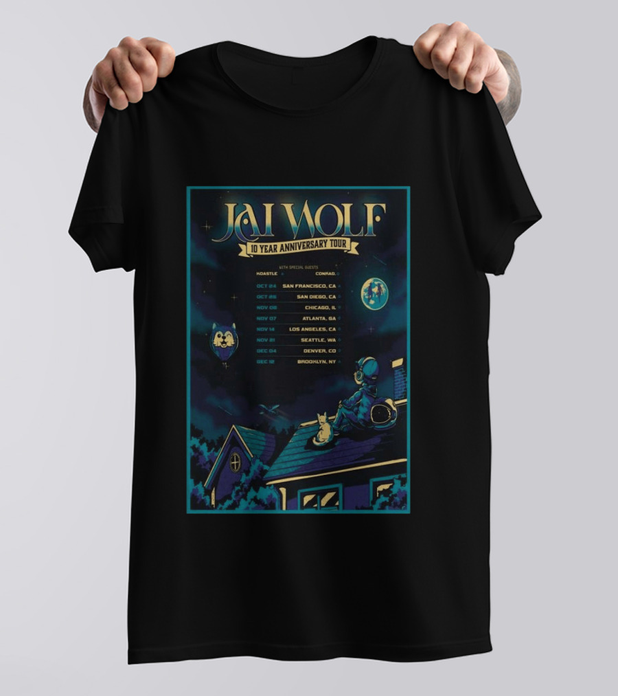 Jai Wolf 10 Year Anniversary Tour 2023 Dates San Francisco San Diego Chicago Atlanta Los Angeles Seattle Denver Brooklyn T-Shirt