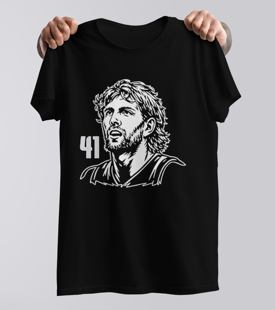 Dirk Nowitzki 41 Dallas Mavericks Headshot T-Shirt