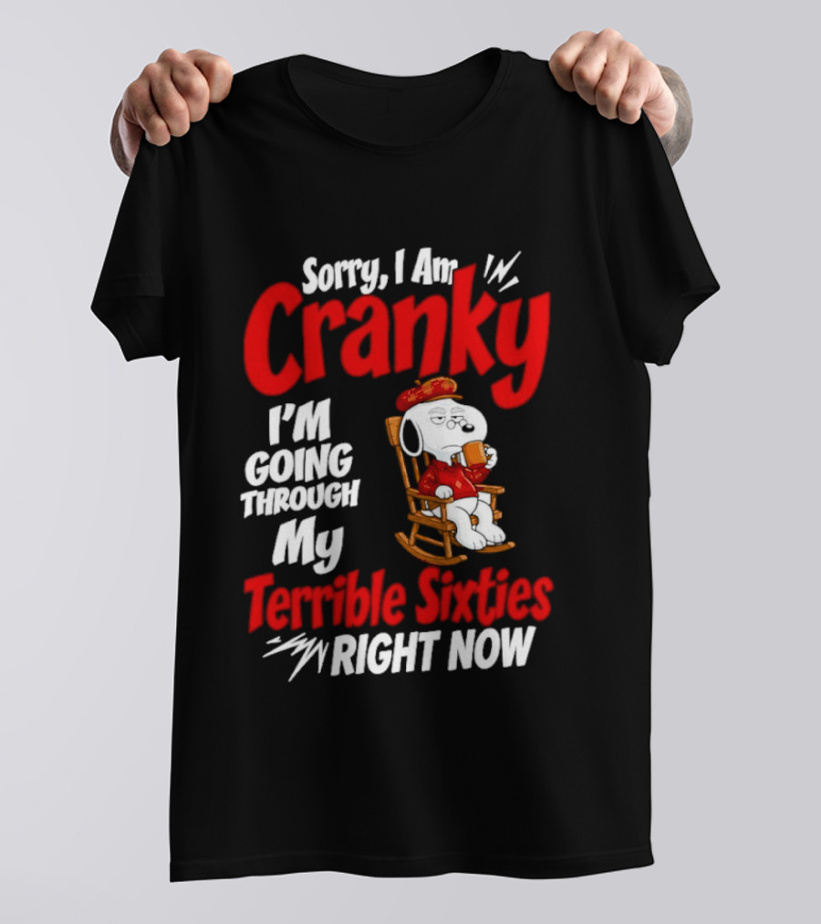 Snoopy Sorry I Am Cranky I'm Going Through My Terrible Sixties Right Now T-Shirt