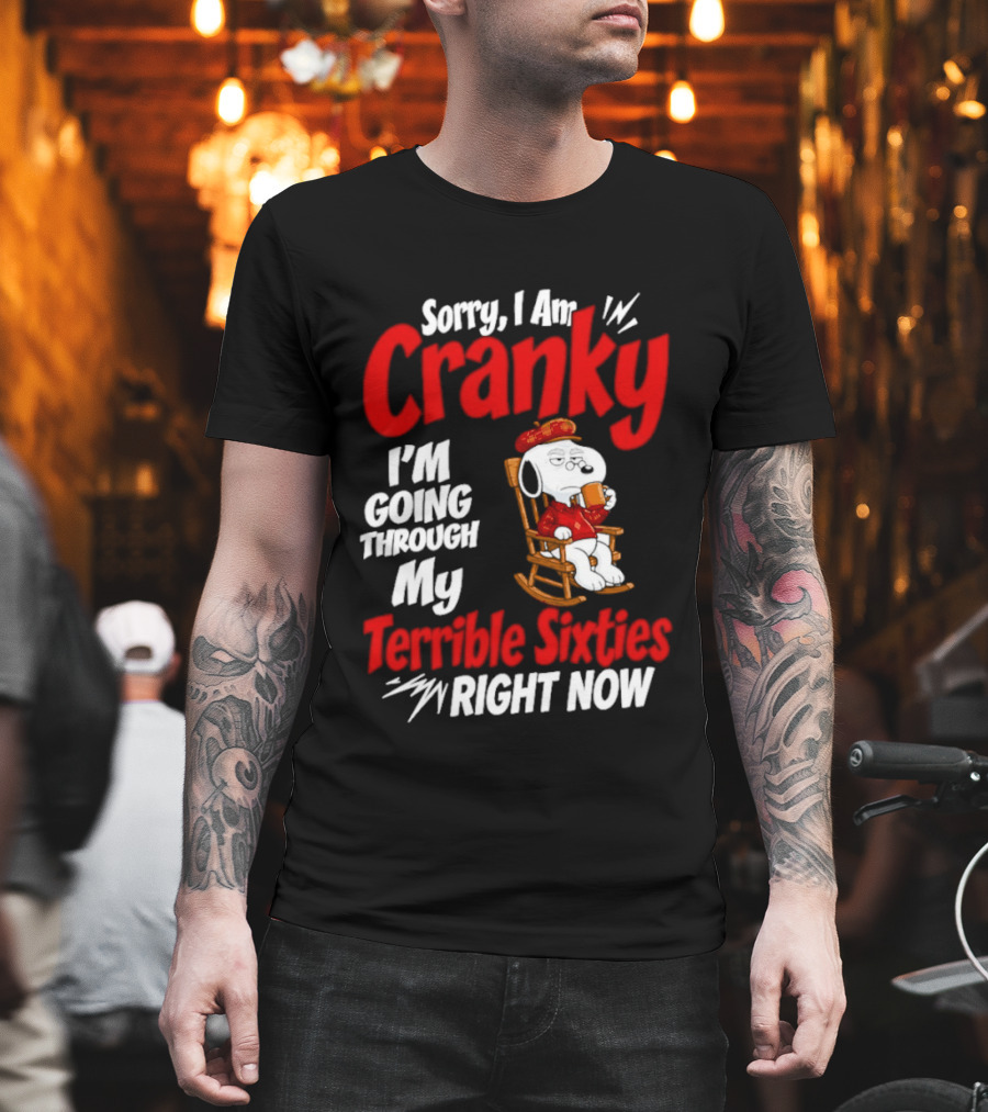 Snoopy Sorry I Am Cranky I'm Going Through My Terrible Sixties Right Now T-Shirt