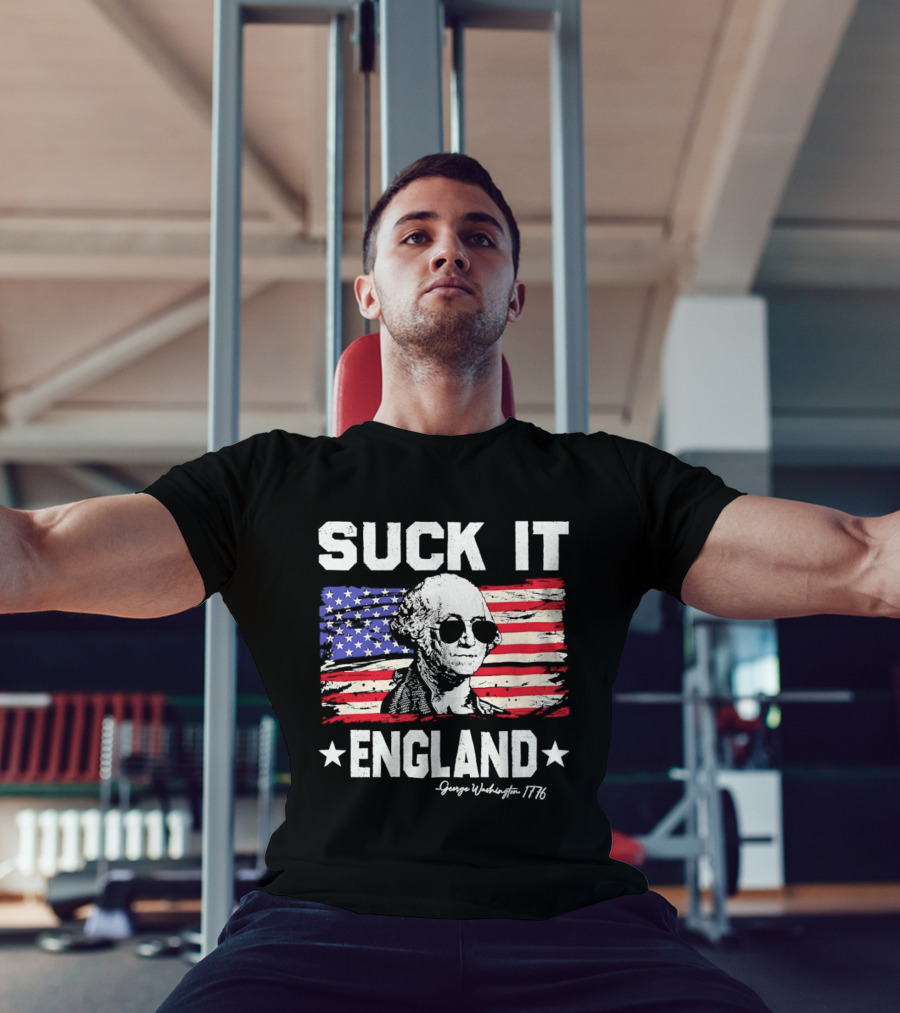 Suck It England George Washington 1776 American Flag T-Shirt