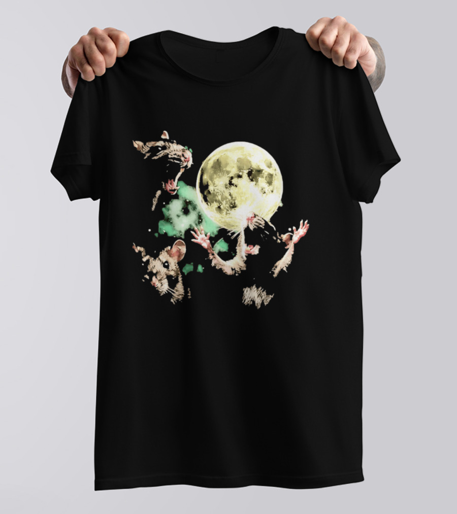 Three Rats Howling At The Full Moon Rodent T-Shirt