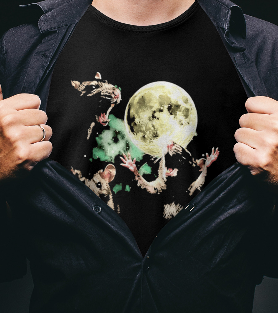 Three Rats Howling At The Full Moon Rodent T-Shirt