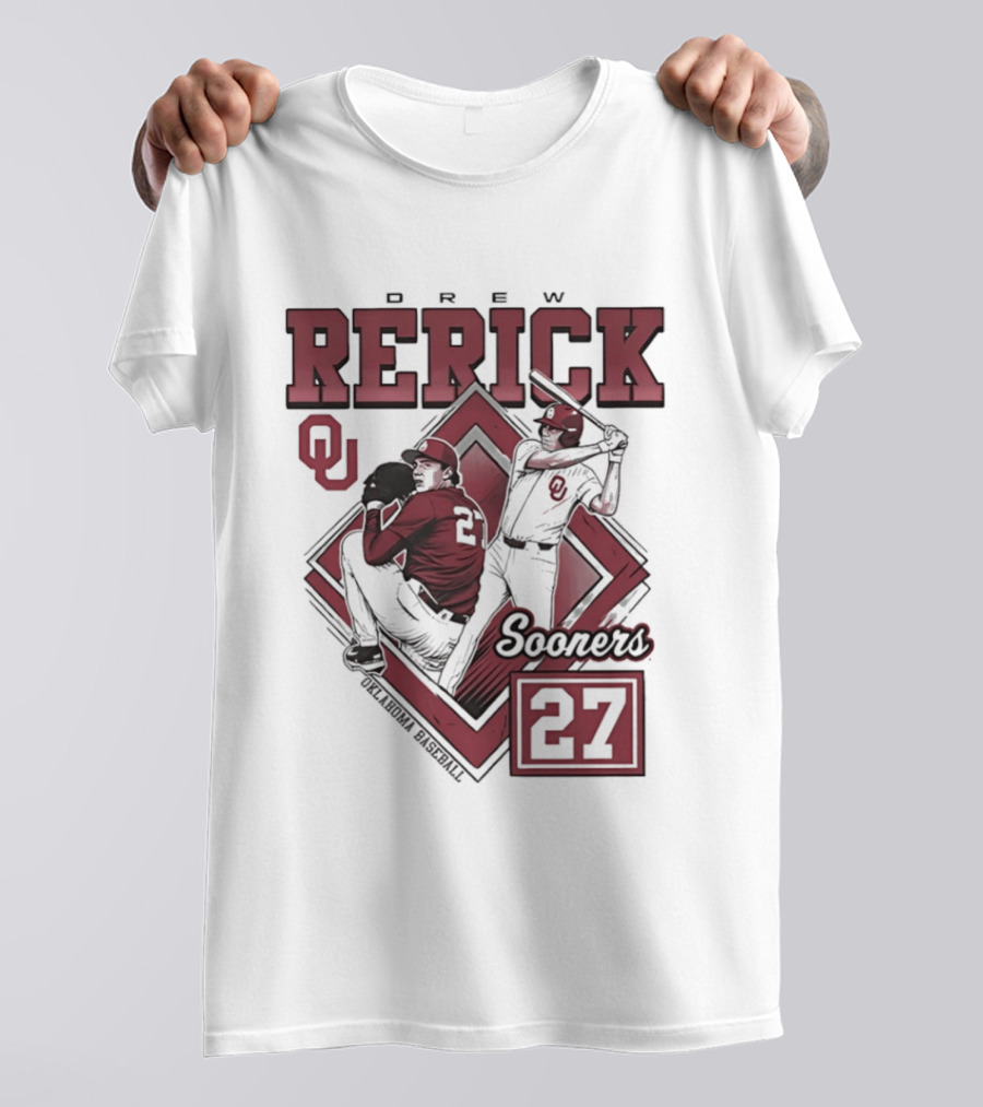Oklahoma Sooners Drew Rerick Baseball 27 OU T-Shirt