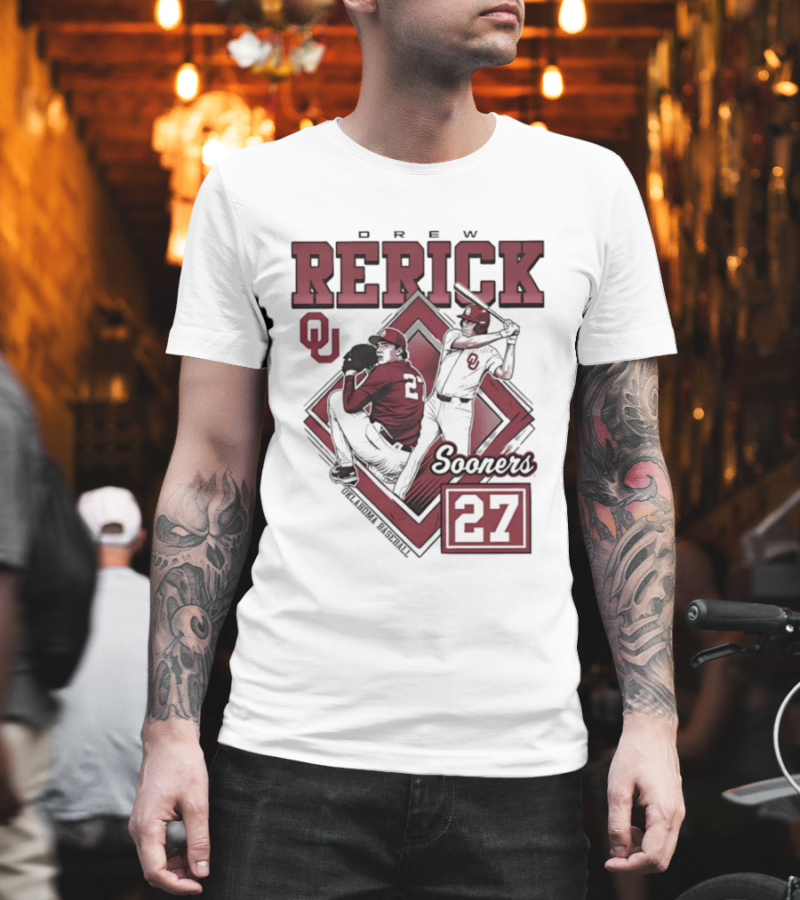 Oklahoma Sooners Drew Rerick Baseball 27 OU T-Shirt