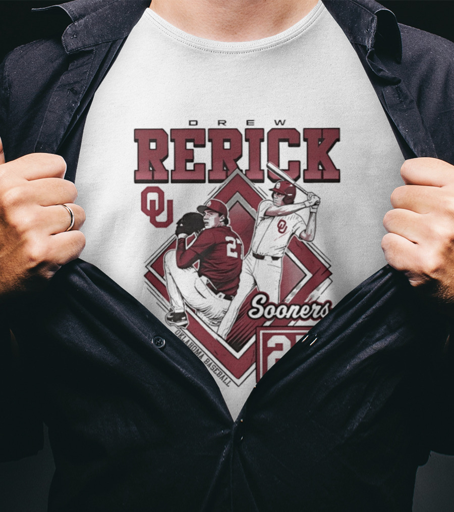Oklahoma Sooners Drew Rerick Baseball 27 OU T-Shirt