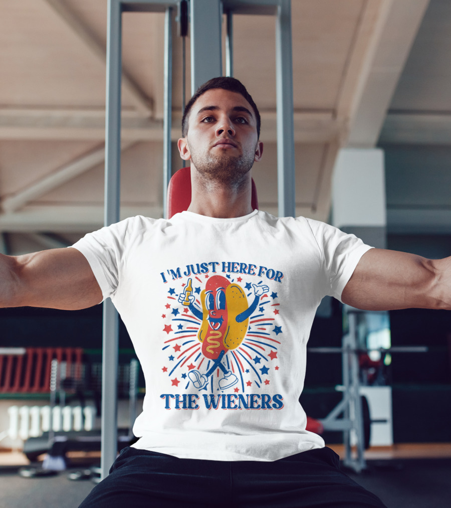 I'm Just Here For The Wieners Hot Dog Fourth Of July Patriotic Party T-Shirt