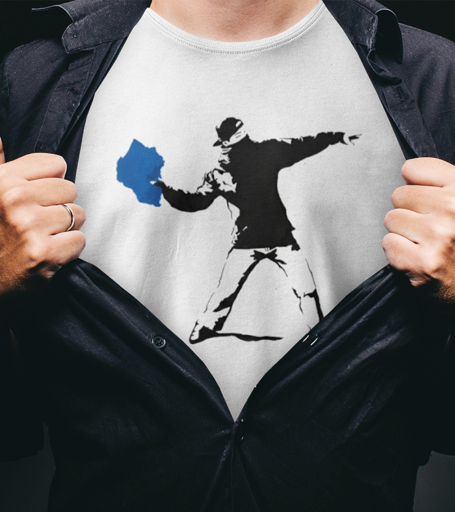 Blue Strip Paint Thrower Algae Political Team Concept T-Shirt