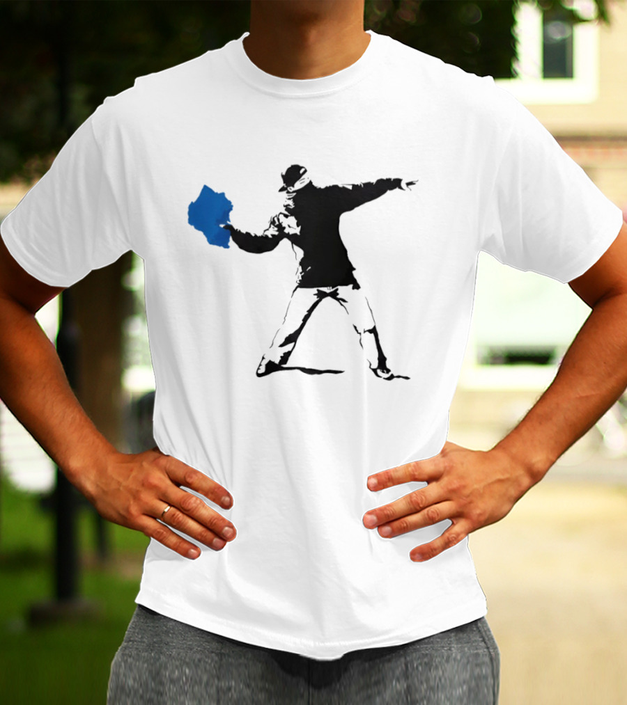 Blue Strip Paint Thrower Algae Political Team Concept T-Shirt