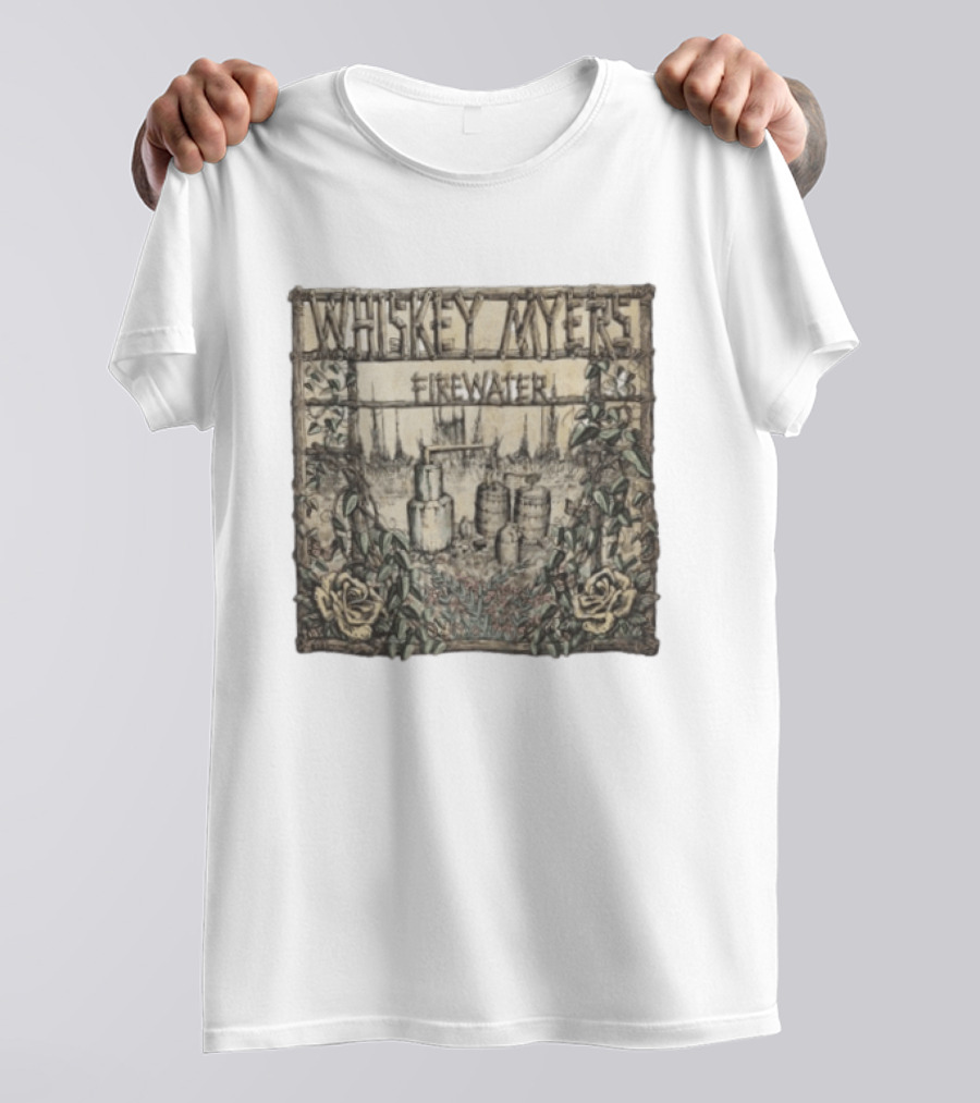 Whiskey Myers Firewater Distillery Artwork With Roses And Vines T-Shirt
