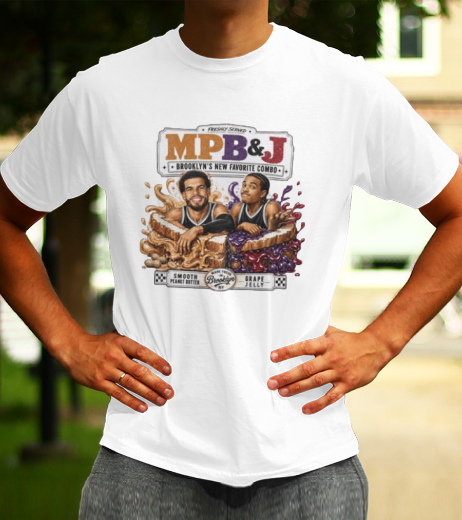 Freshly Served MPB & J Brooklyn's New Favorite Combo Smooth Peanut Butter Grape Jelly T-Shirt