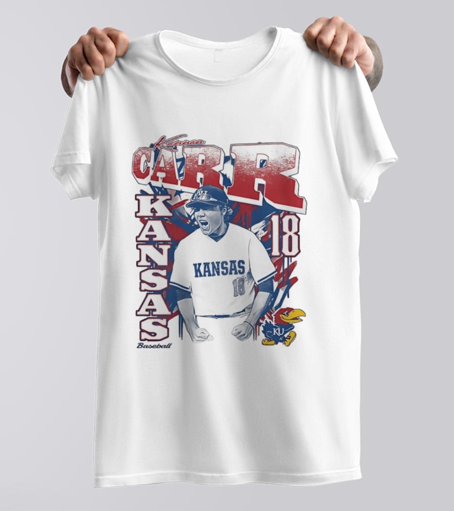 Kansas Jayhawks Kanon Carr 18 Baseball KU Team Fan Gear T-Shirt