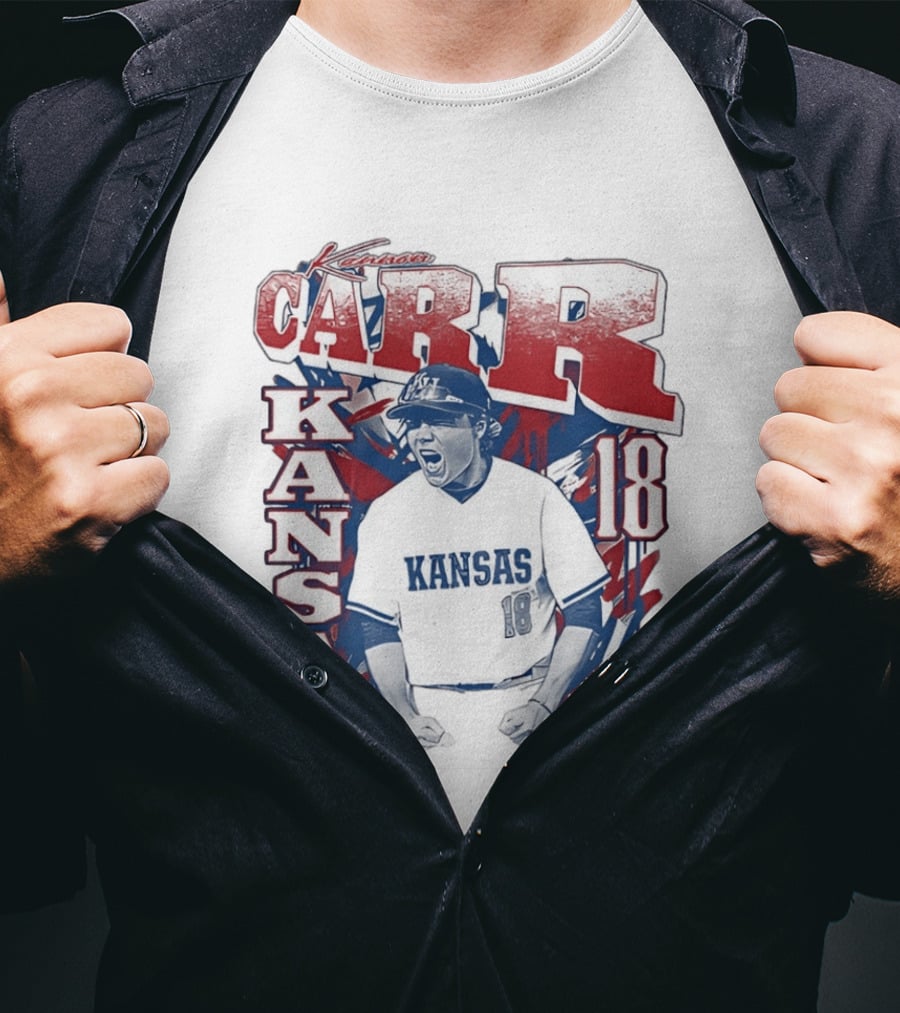 Kansas Jayhawks Kanon Carr 18 Baseball KU Team Fan Gear T-Shirt