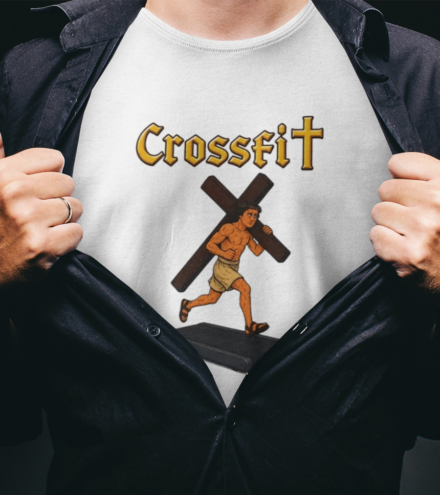 CrossFit Jesus Treadmill Religious Workout T-Shirt
