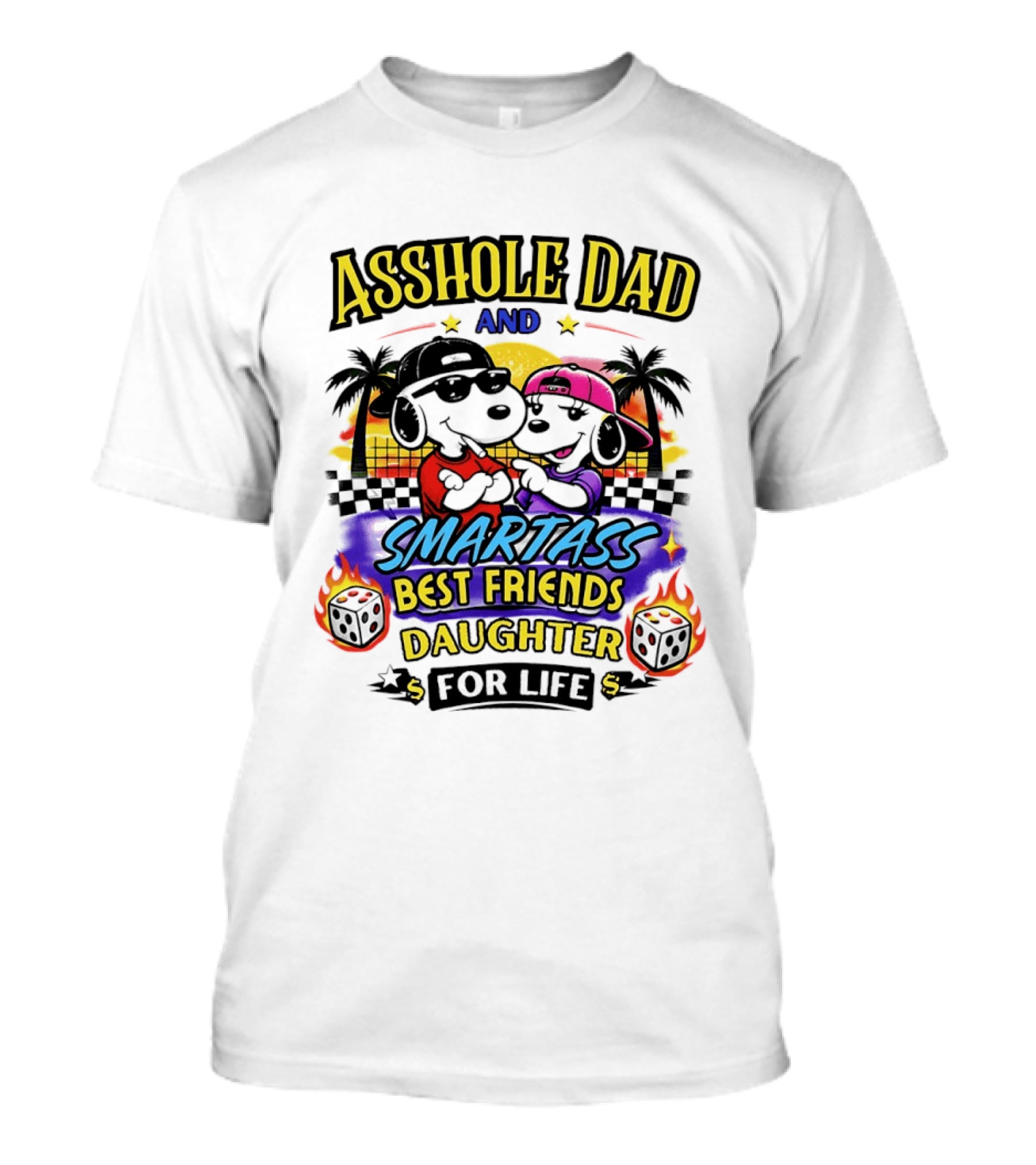 Asshole Dad And Smartass Best Friends Daughter For Life Vintage Sunset T-Shirt