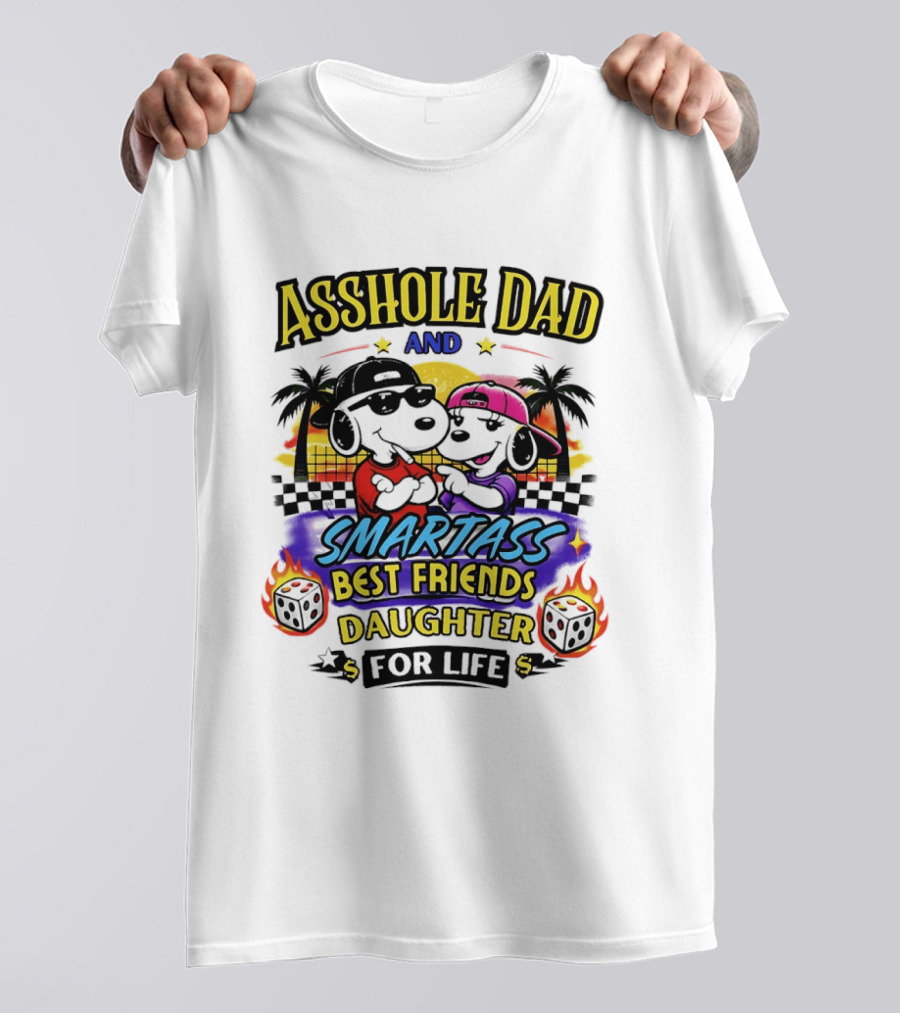 Asshole Dad And Smartass Best Friends Daughter For Life Vintage Sunset T-Shirt