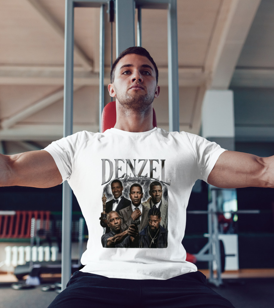 Denzel Washington Iconic Movie Roles And Oscar Moment Collage T-Shirt