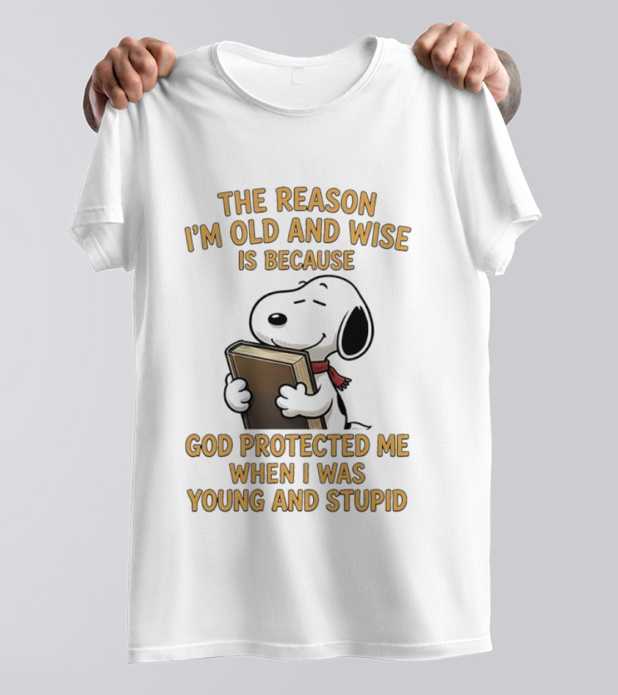 Snoopy Clutching The Bible God Protected Me When I Was Young And Stupid T-Shirt