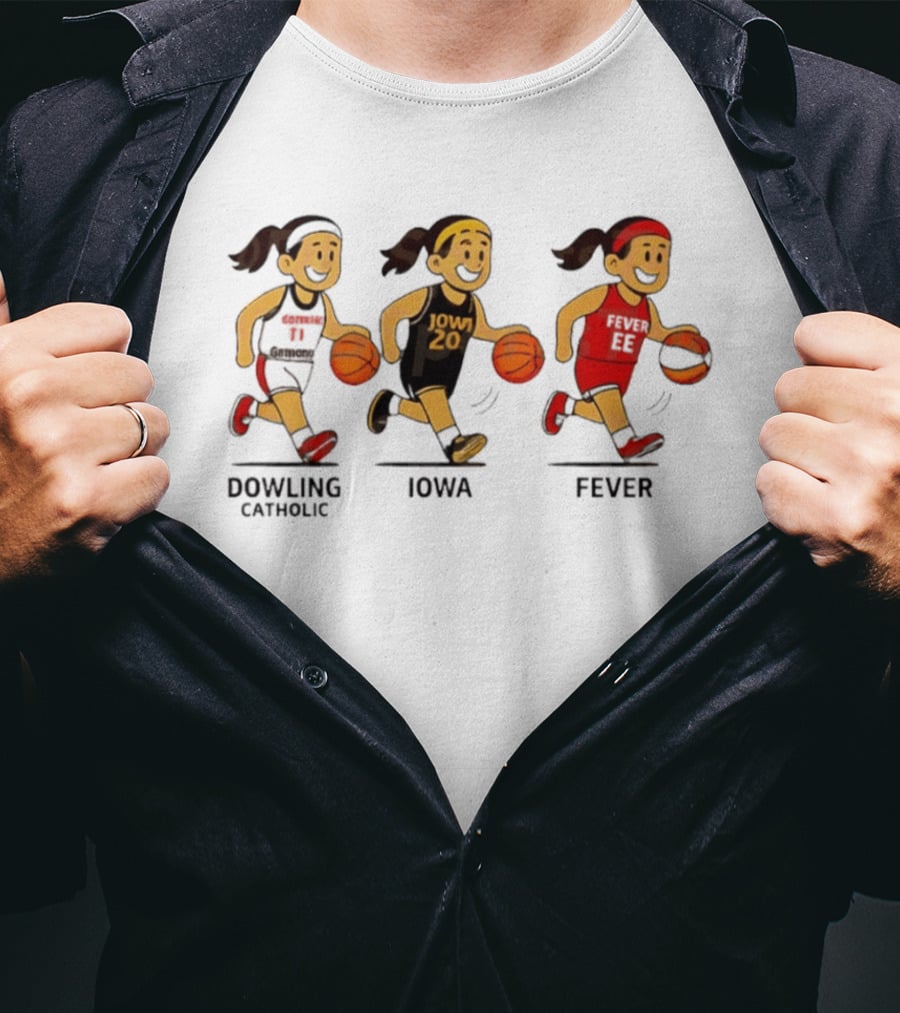 Dowling Catholic Iowa Fever Basketball Players Running With Basketballs T-Shirt