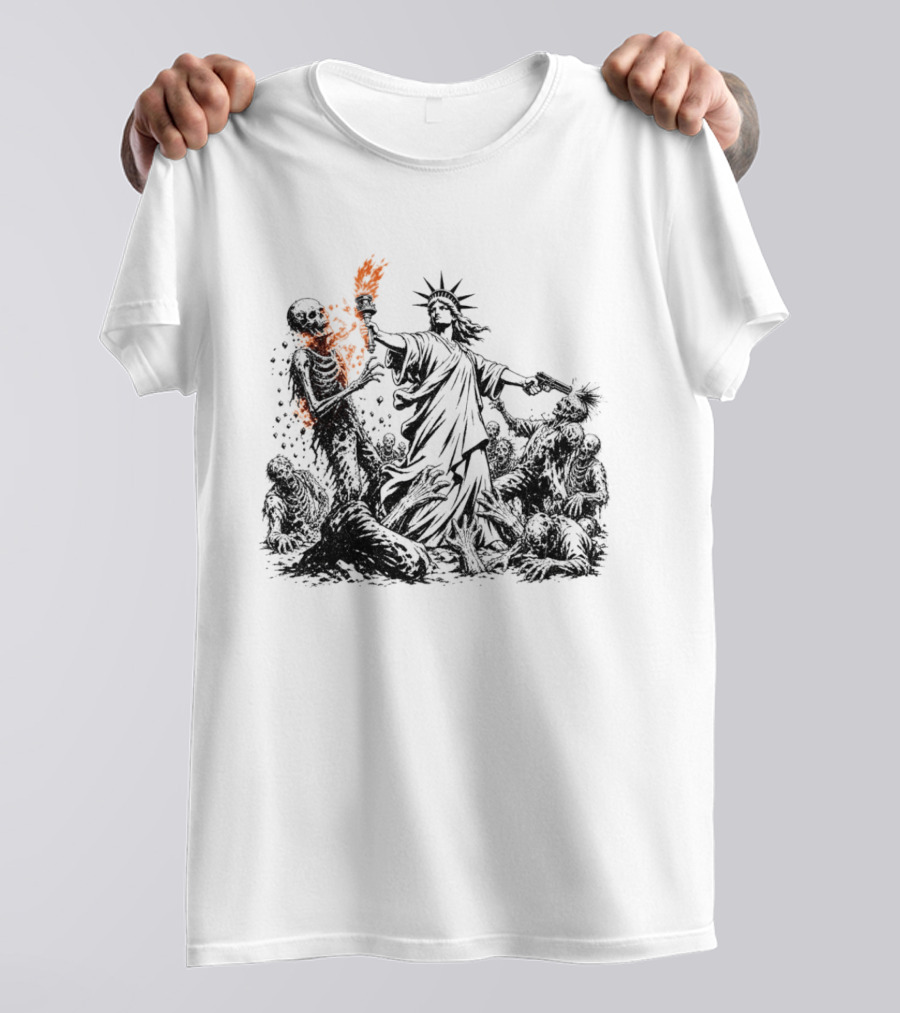 Liberty Or Death Zombie Apocalypse Undead Statue Of Liberty Torch T-Shirt