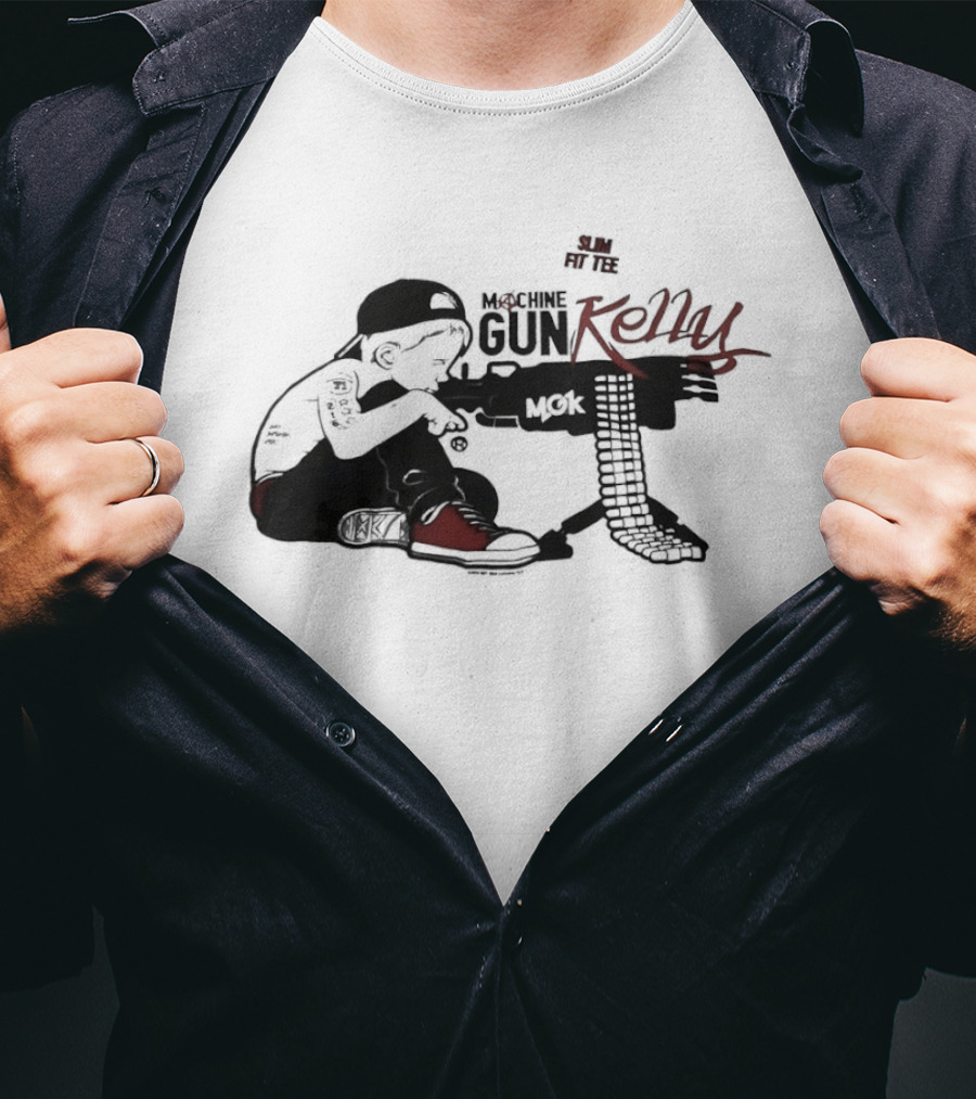 Machine Gun Kelly Slim Fit Black And Red Kid T-Shirt