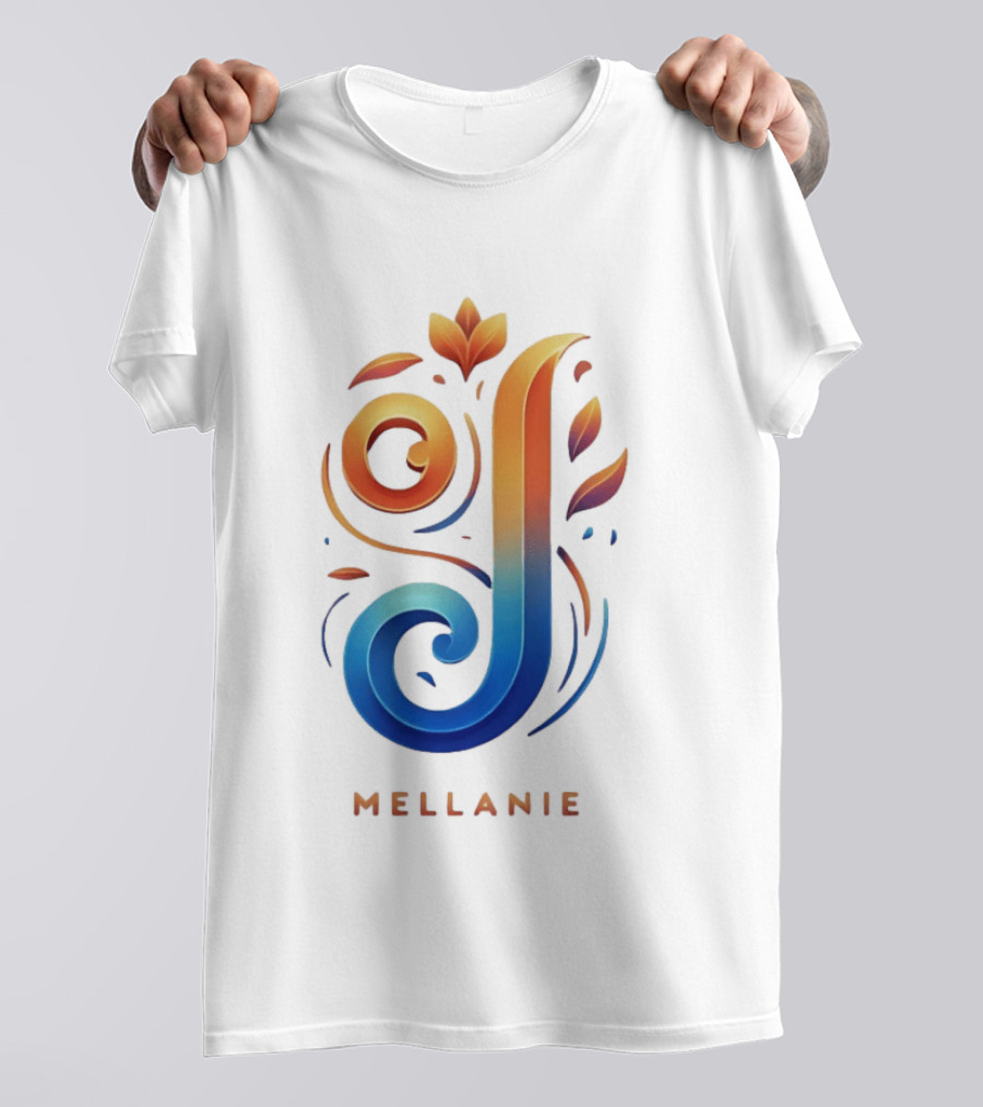 Mellanie Decorative Letter J Floral Gradient T-Shirt