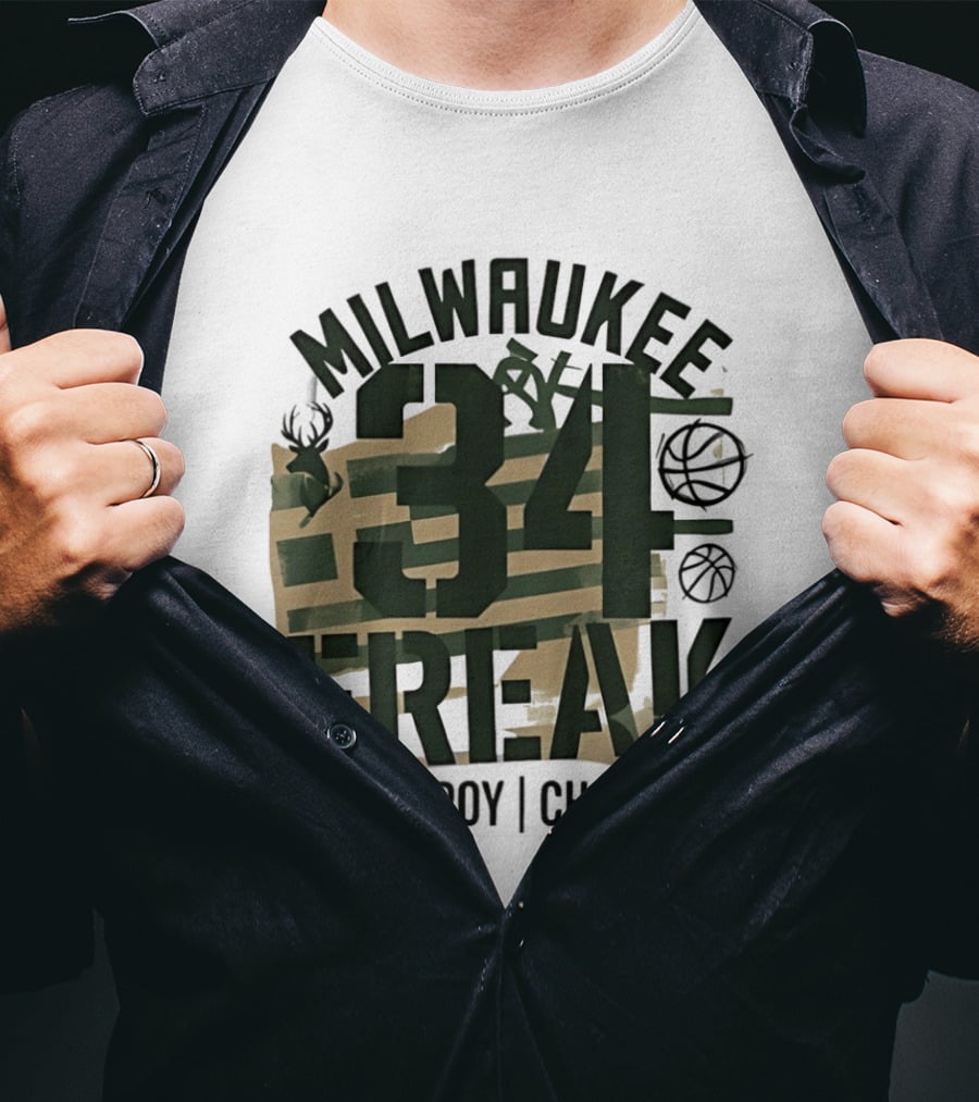 Milwaukee 34 Freak MVP DPOY Champion Giannis Antetokounmpo Basketball T-Shirt