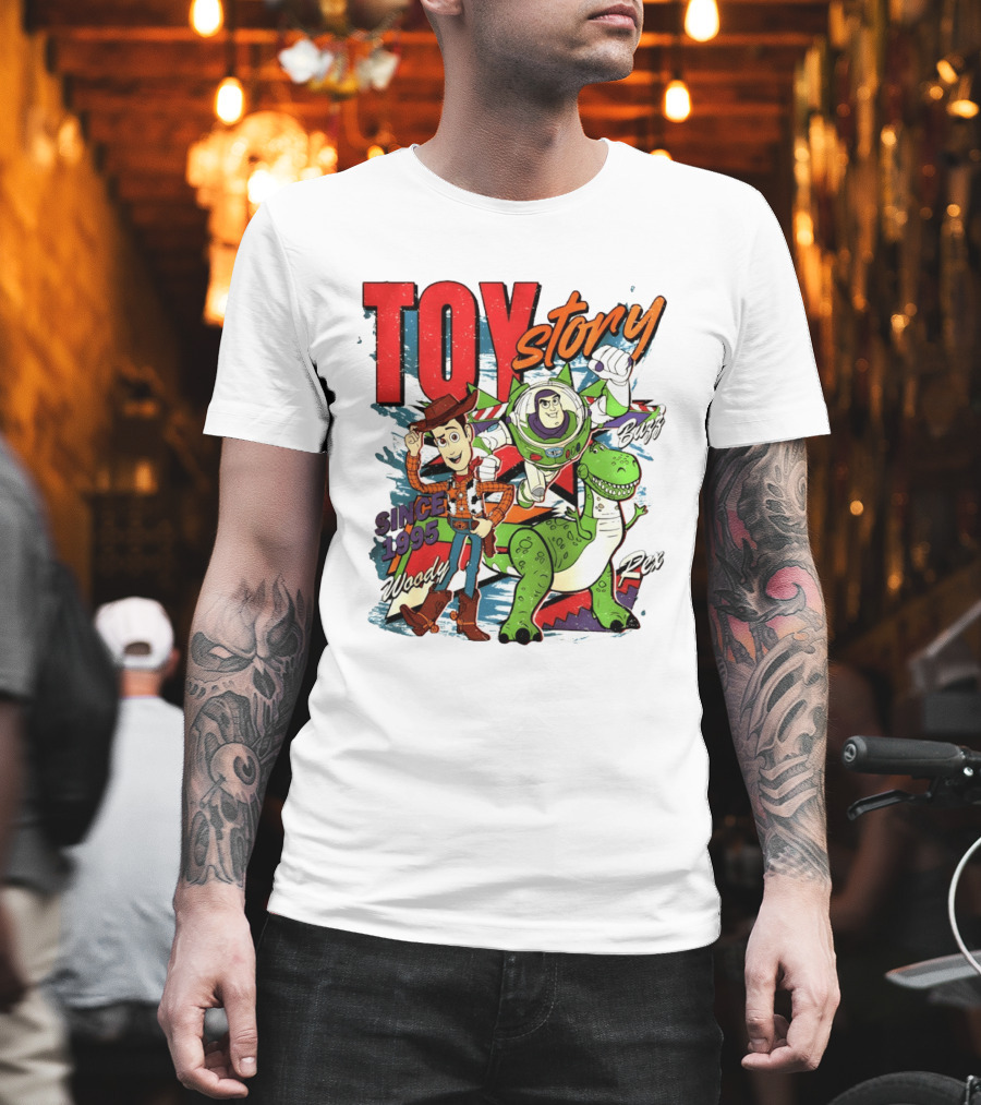 Toy Story Woody Buzz Rex Since 1995 Animated Adventure T-Shirt
