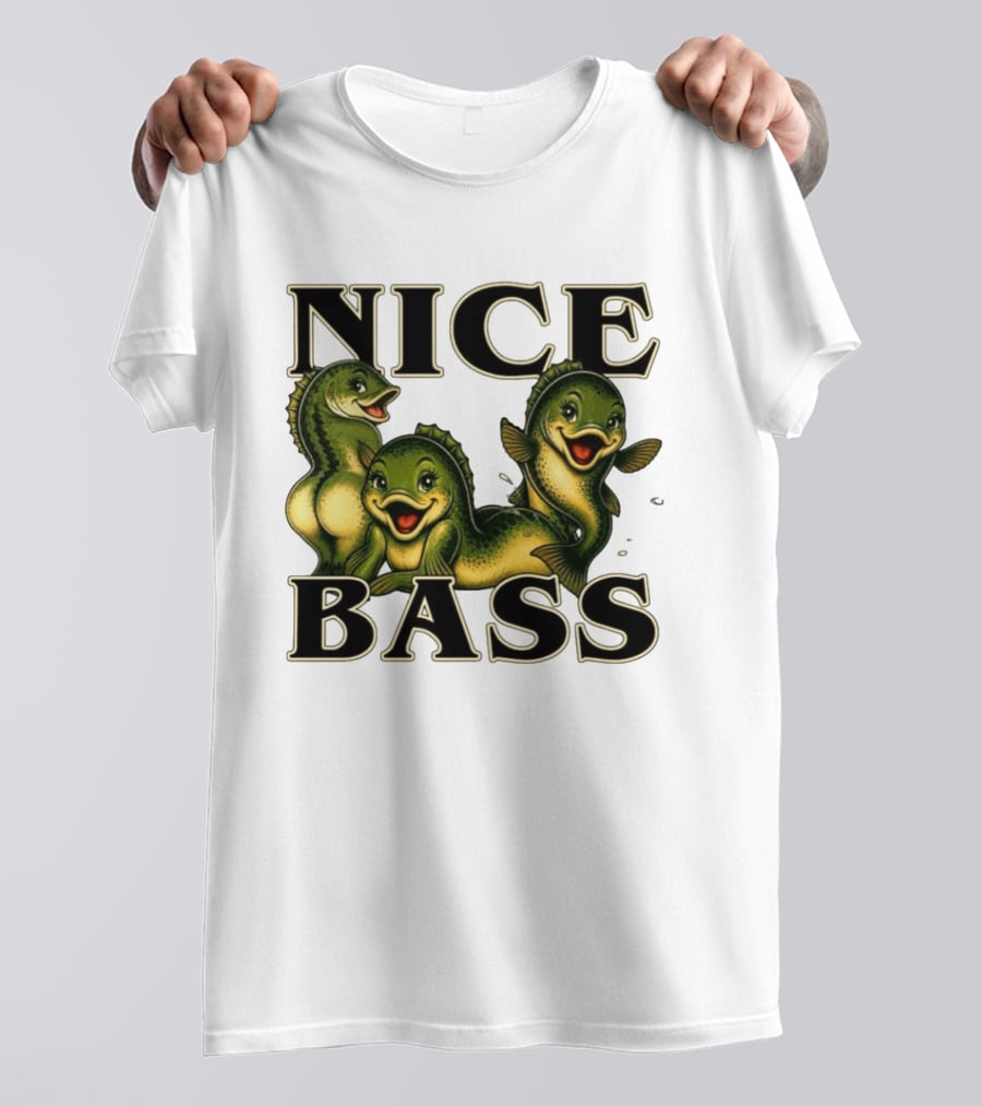 Nice Bass Fishing Pun Angler Humor Trio Fish T-Shirt