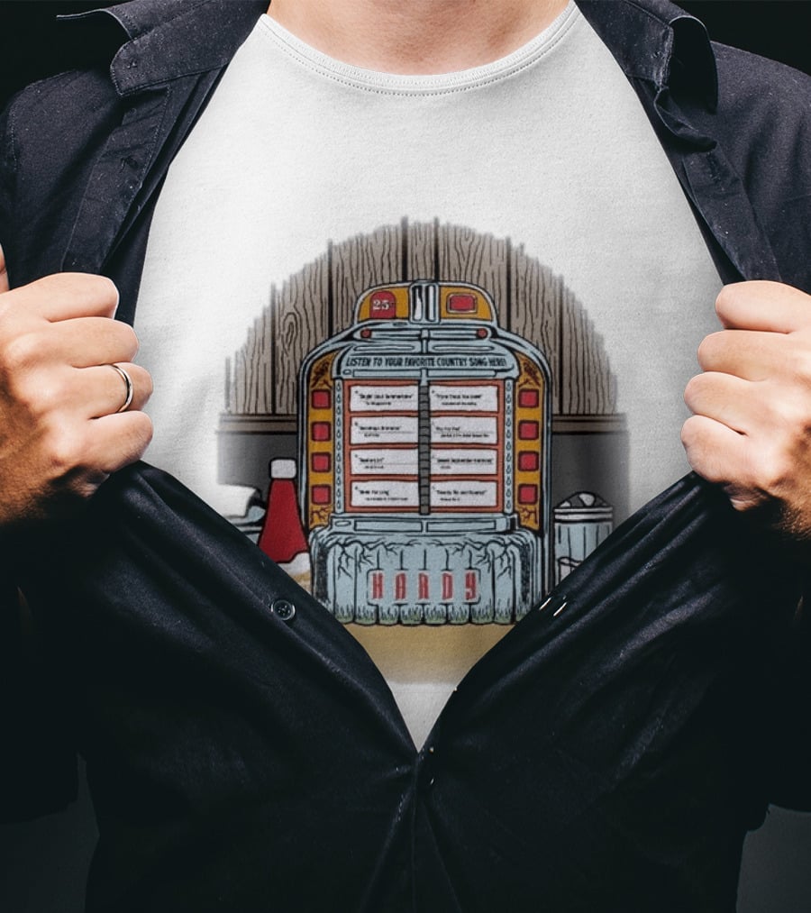 Hardy Jukebox Favorite Country Songs Vintage Scene T-Shirt