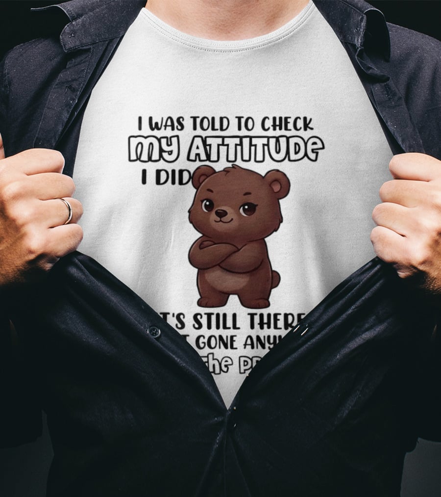 I Was Told To Check My Attitude Bear Illustration It's Still There What's The Problem T-Shirt
