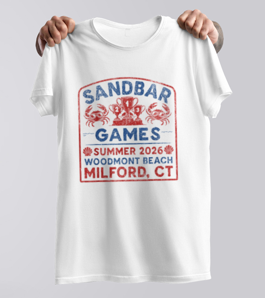 Sandbar Games Summer 2026 Woodmont Beach Milford CT Crabs And Trophy T-Shirt