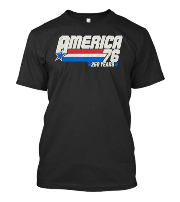 America 76 Star Red White Blue 250 Years Celebration T-Shirt