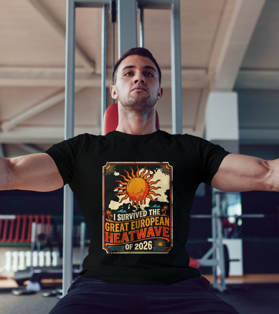 I Survived The Great European Heatwave Of 2026 Vintage Map Sun T-Shirt