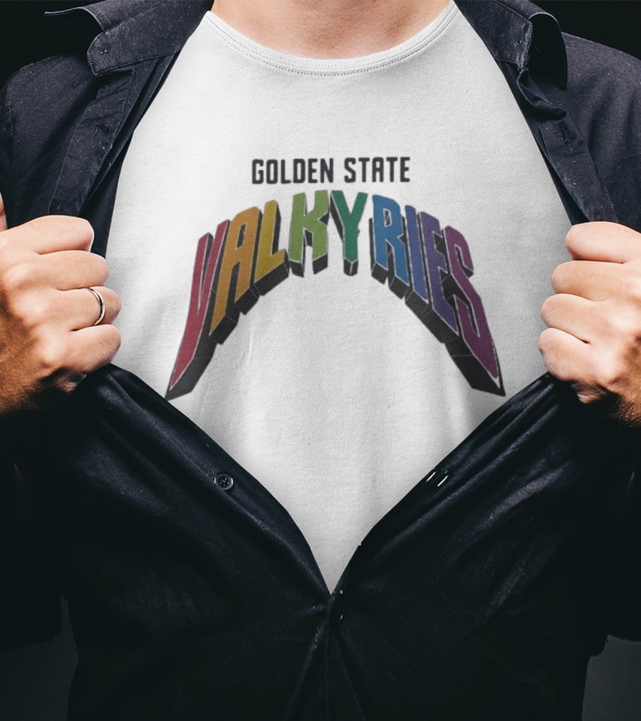 Golden State Valkyries Rainbow Multicolor Curved T-Shirt
